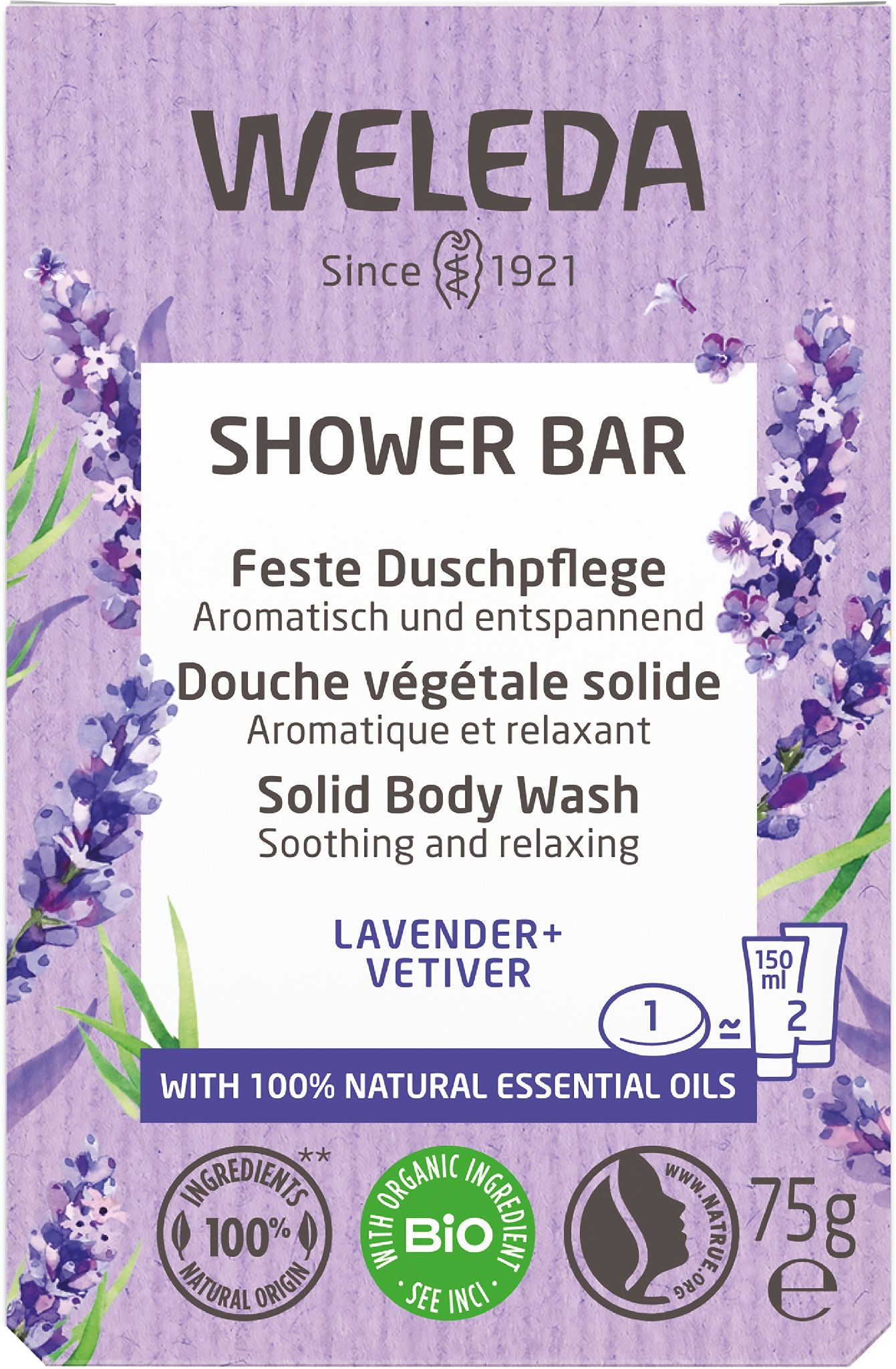 Weleda Solid Shower Care Lavender+Vetiver 75g
