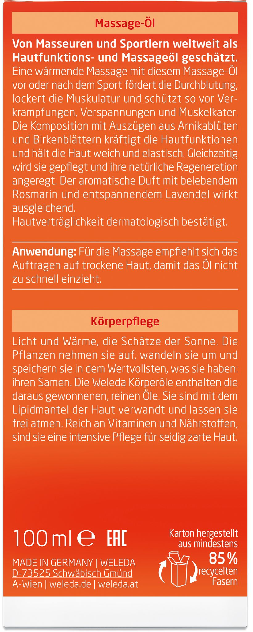 Weleda Arnika Massage-Öl 100ml