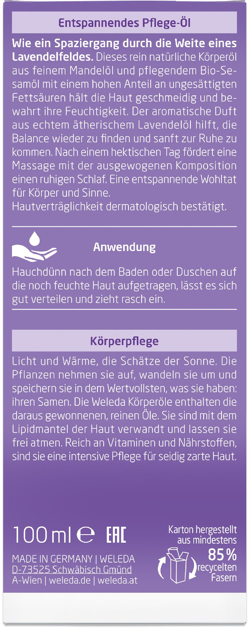 Weleda Lavendel Entspannendes Pflege-Öl 100ml