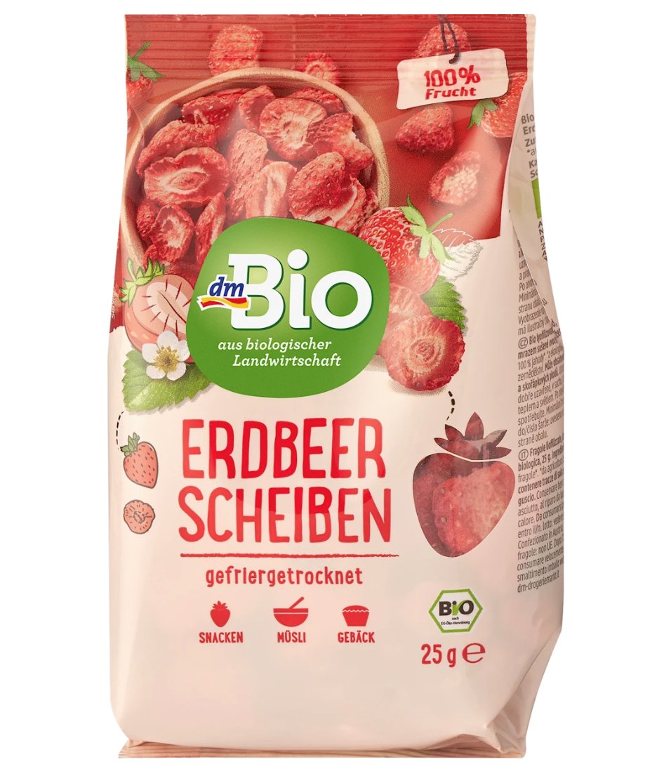 dmBio dried fruit, freeze-dried strawberry slices, 25 g