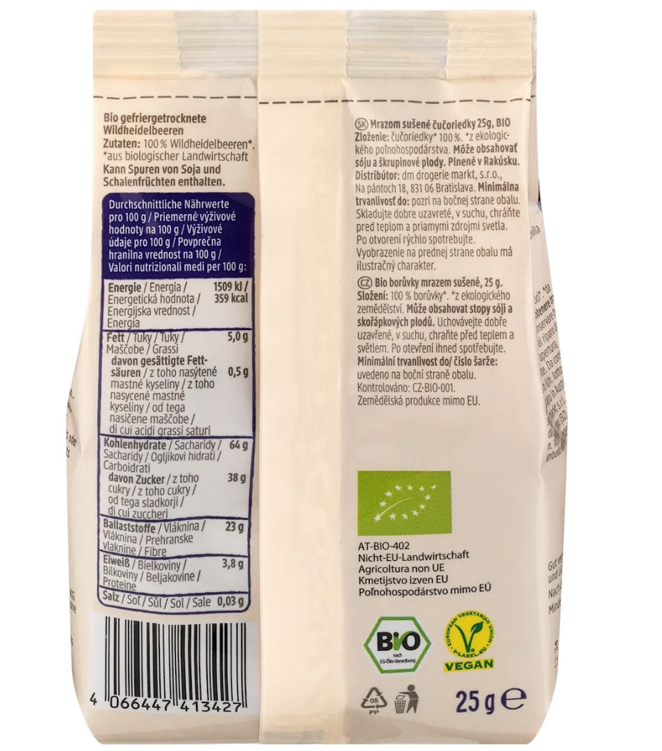 dmBio dried fruits, freeze-dried blueberries, 25 g