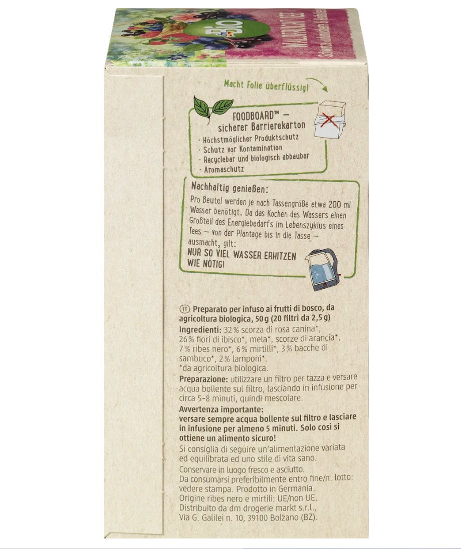 dmBio Früchtetee Waldfrucht mit schwarzer Johannisbeere & Heidelbeere (20 Beutel), 50 g