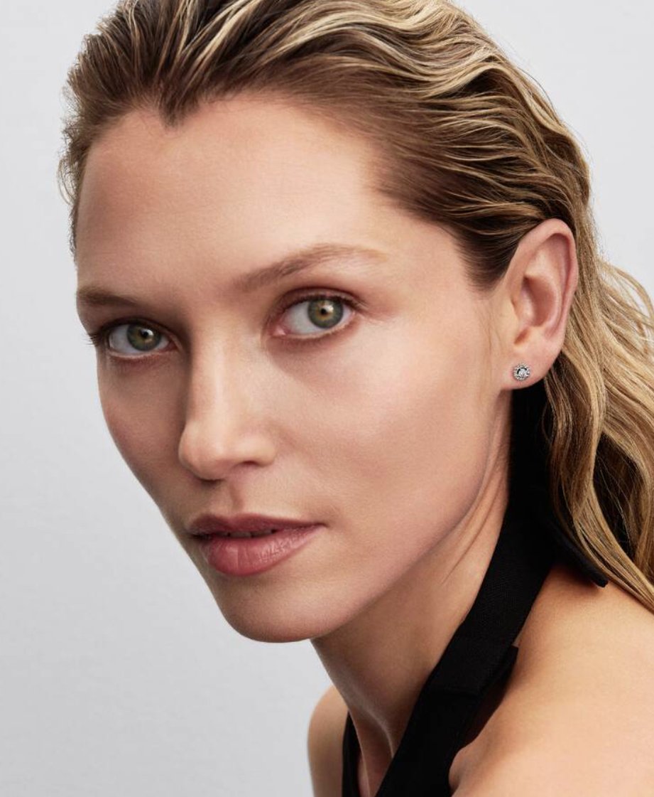 Runder Pavé-Strahlenkranz Ohrring Sterling-Silber ID 293019C01