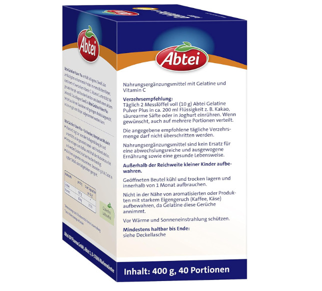 Abtei Gelatine Pulver + Vitamin C (40 Portionen), 400 g