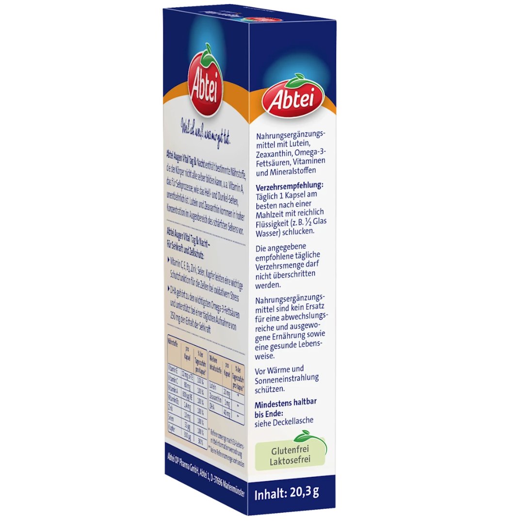Abtei Augen Vital Mit Vitamin A, Zink und DHA, 30 Kapseln
