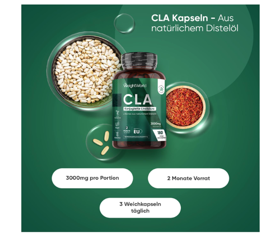 WeightWorld CLA Softgels 3000mg - 180 Vegan Softgels
