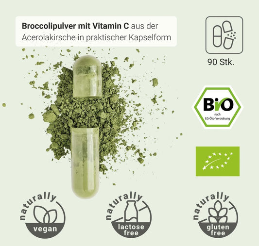 Raab Vitalfood Bio Broccoli Kapseln – Broccolipulver mit Vitamin C