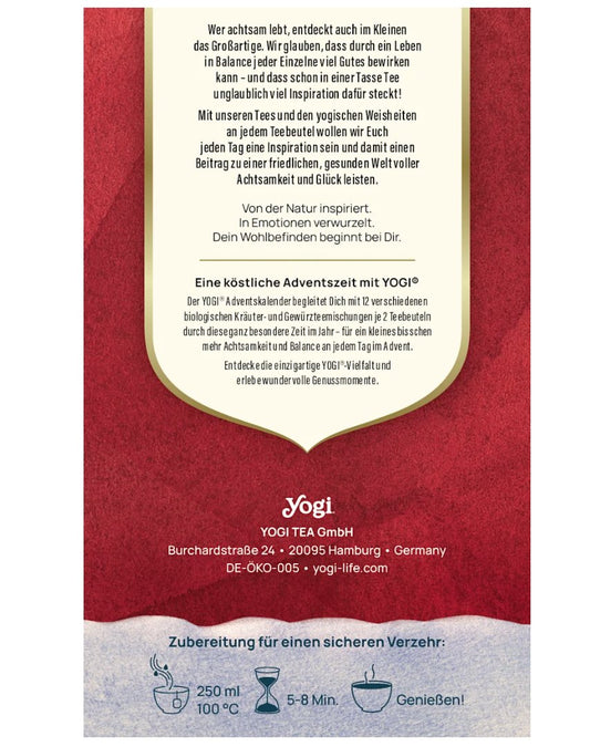 YOGI TEA Adventskalender 2026 – 24 ayurvedische Tees