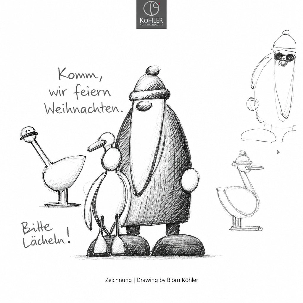 Weihnachtsmann mit Weihnachtsgans Auguste, klein