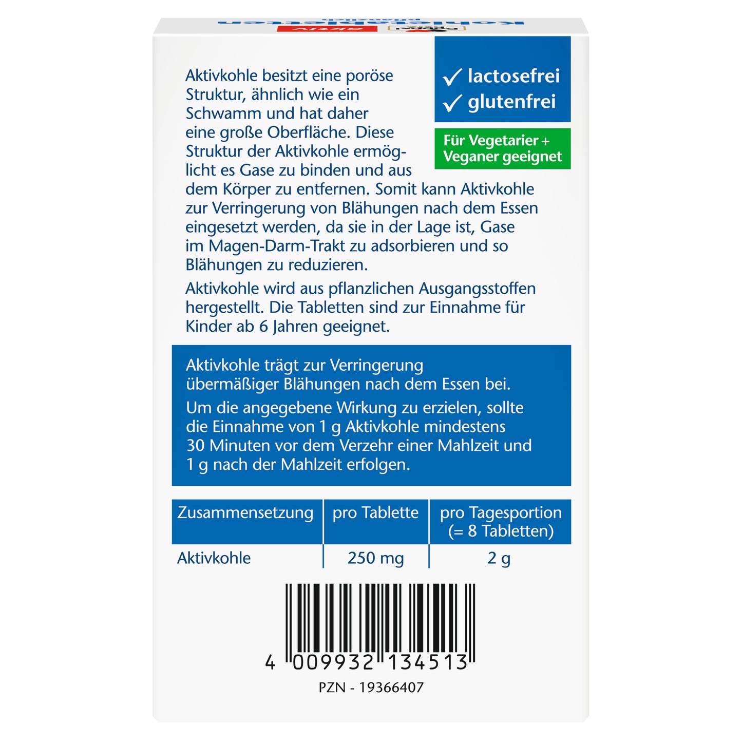 Doppelherz active charcoal tablets 30 pieces