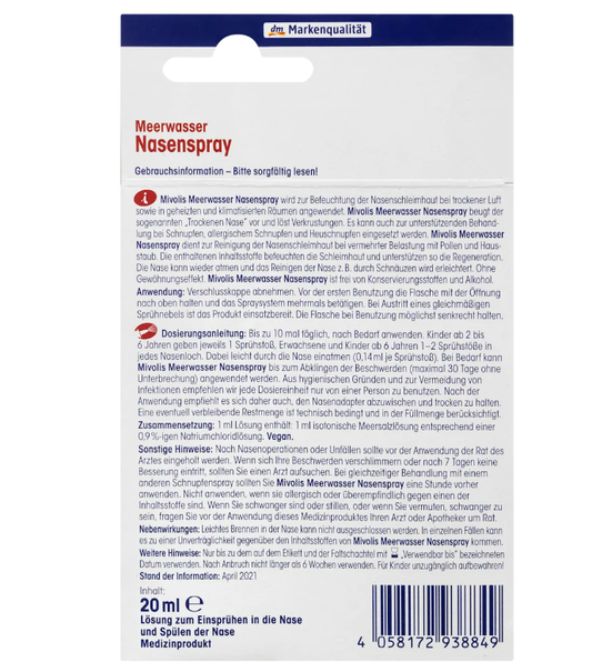 Mivolis Meerwasser Nasenspray, 20 ml