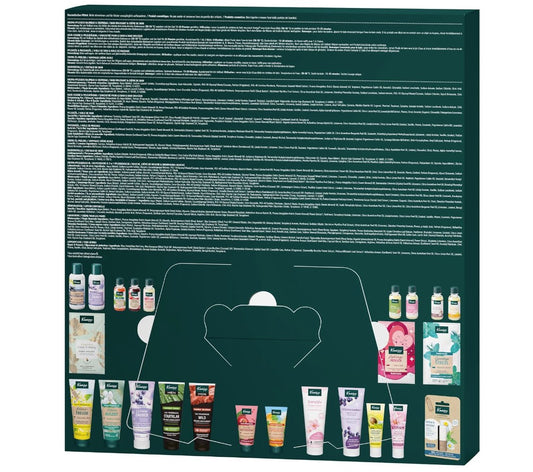 Kneipp Adventskalender 2026, Rückseite der Verpackung mit Produktangaben