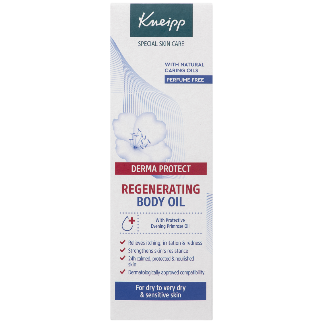 Kneipp Hautöl Derma Protect 100 ml, linke Seitenansicht der Flasche