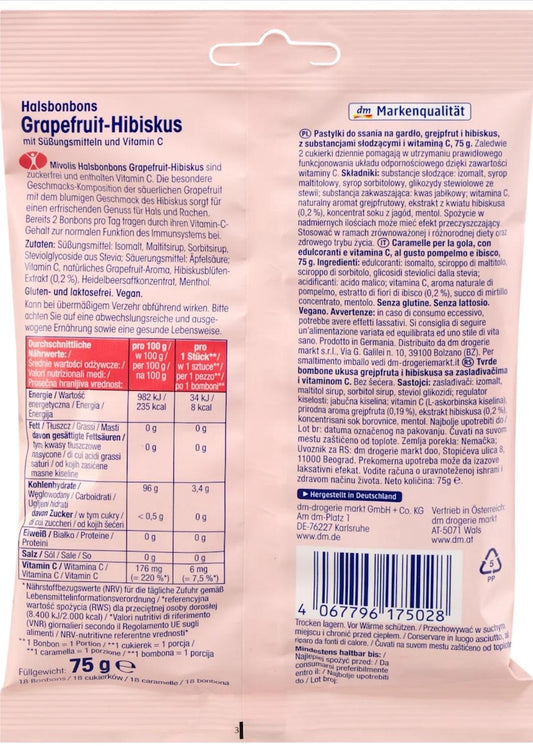 Mivolis Bonbon, Grapefruit-Hibiskus, 75 g