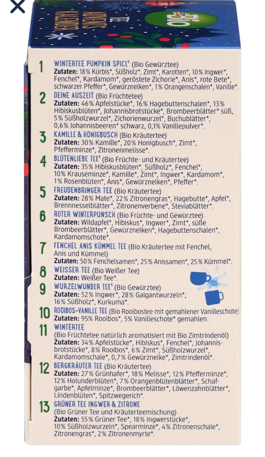 dmBio Adventskalender 2025, 24 Feine Teesorten
