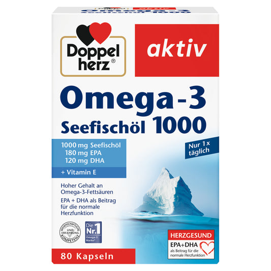 Doppelherz 1000mg魚油軟膠囊 Doppelherz Omega-3海魚油1000mg 80粒。