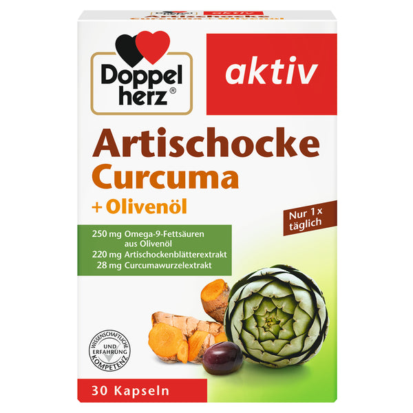 Doppelherz 雙心 aktiv 朝鮮薊+藑黃+橄欖油 植物萃取軟膠囊 30 顆|成人每日補充