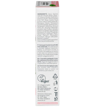 alverde NATURKOSMETIK Augencreme Wildrose, 15 ml