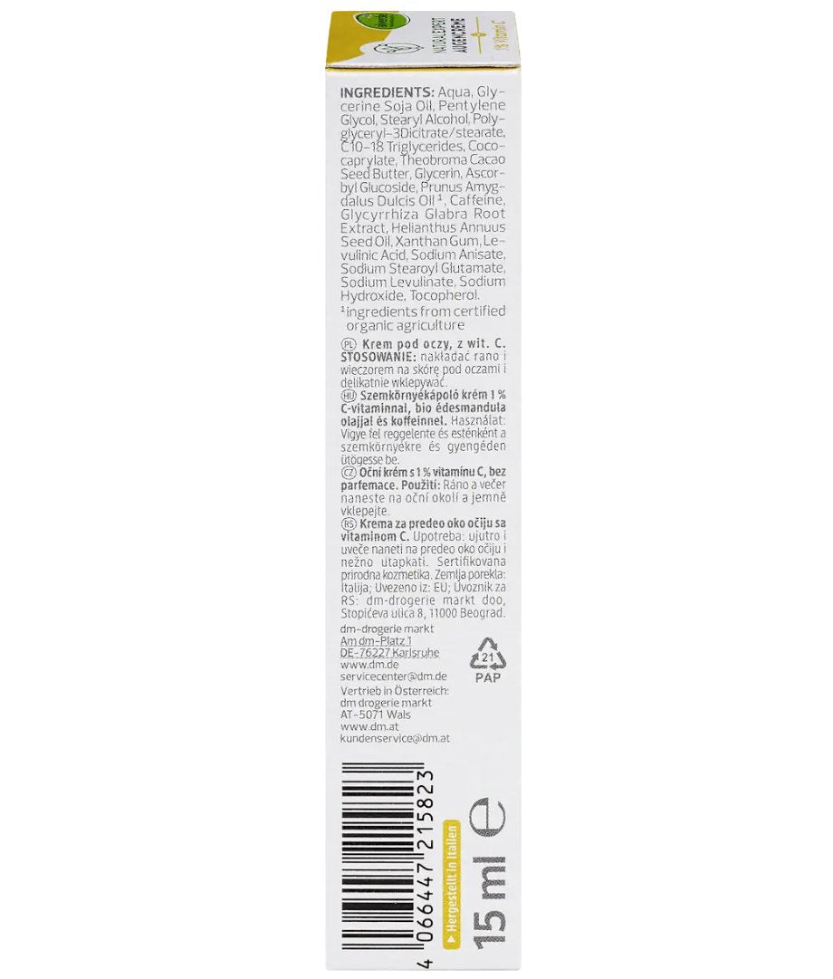 alverde NATURKOSMETIK Natural Expert Vitamin C Augencreme, 15 ml