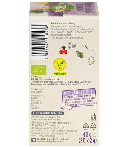 dmBio Kräutertee Lavendel & Zitronenverbene (20 Beutel), 40 g
