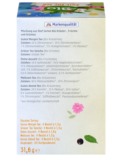 dmBio Tee-Mix, Zeit für Tee 5 Sorten (20 Beutel), 31,6 g