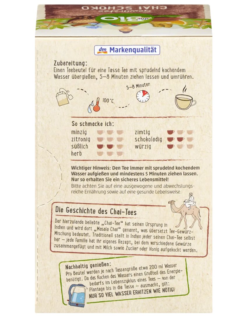 dmBio Gewürztee Chai Schoko (20 Beutel), 40 g