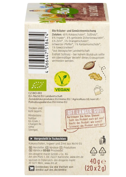 dmBio Gewürztee Chai Schoko (20 Beutel), 40 g