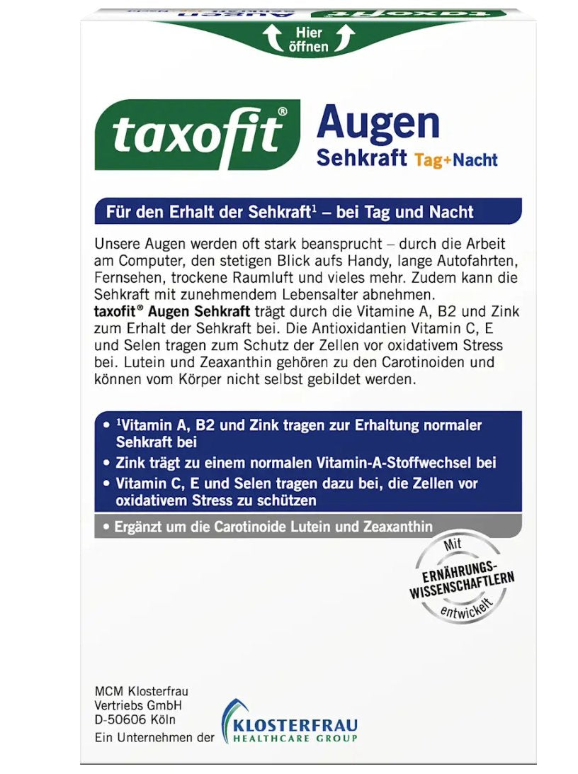 taxofit Augen Sehkraft Tag+Nacht Kapseln 30 St, 15,3 g