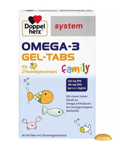 Doppelherz OMEGA-3 雙心 兒童 海洋DHA 檸檬口味 60 粒凝膠片