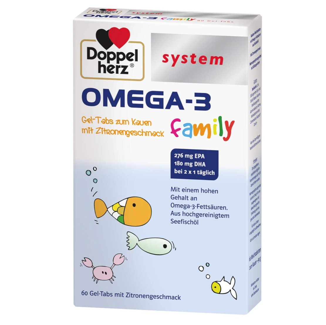 Doppelherz OMEGA-3 雙心 兒童 海洋DHA 檸檬口味 60 粒凝膠片