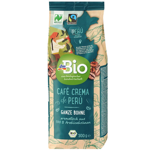 dmBio Caffè Crema de Peru, whole bean, 500 g