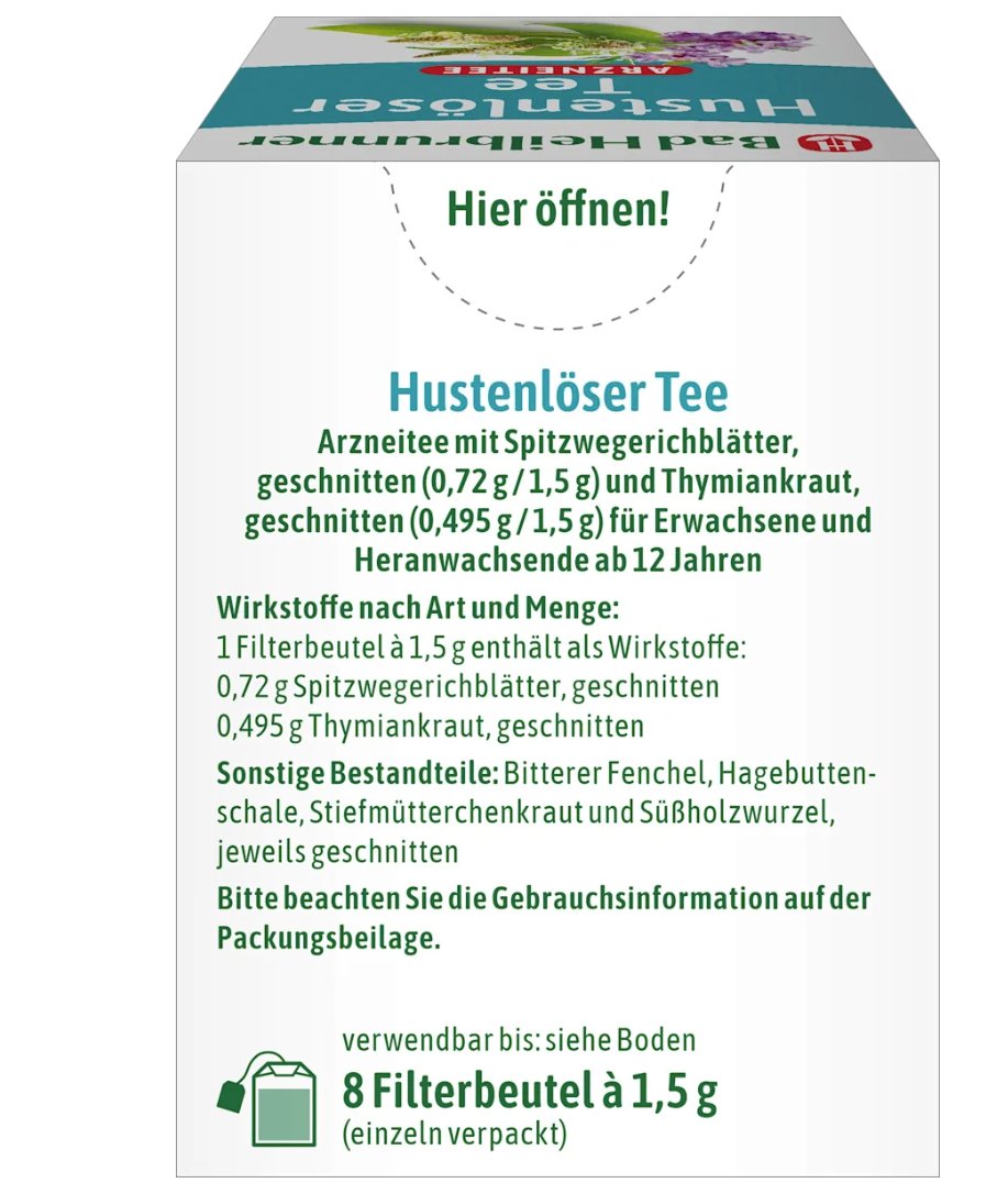 巴特海爾布倫納藥用祛痰茶（8個茶包），12克