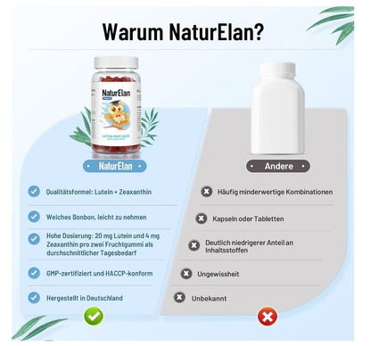 NaturElan Augenvitamine - Lutein Zeaxanthin Hochdosiert Gummibärchen - 60ST