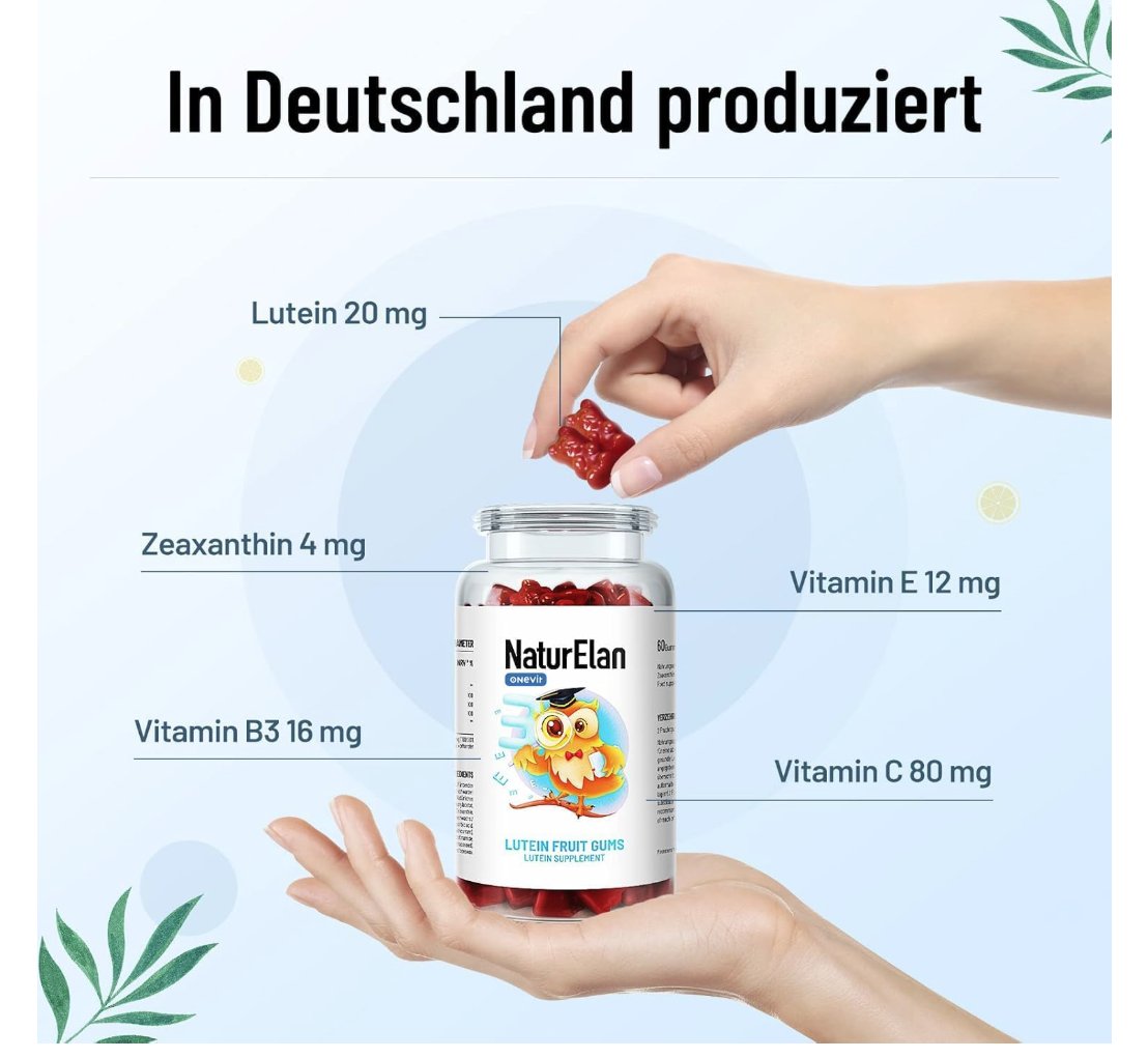 NaturElan Augenvitamine - Lutein Zeaxanthin Hochdosiert Gummibärchen - 60ST