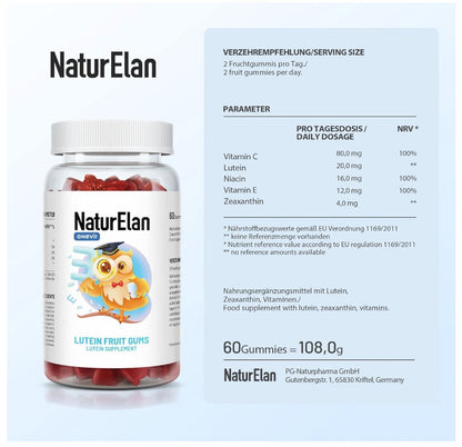 NaturElan Augenvitamine - Lutein Zeaxanthin Hochdosiert Gummibärchen - 60ST