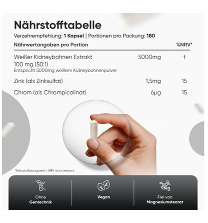 WeightWorld Weiße Kidneybohnen Extrakt 180 Kapseln