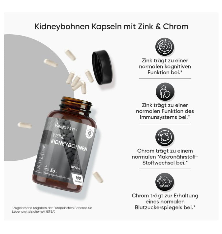 WeightWorld Weiße Kidneybohnen Extrakt 180 Kapseln