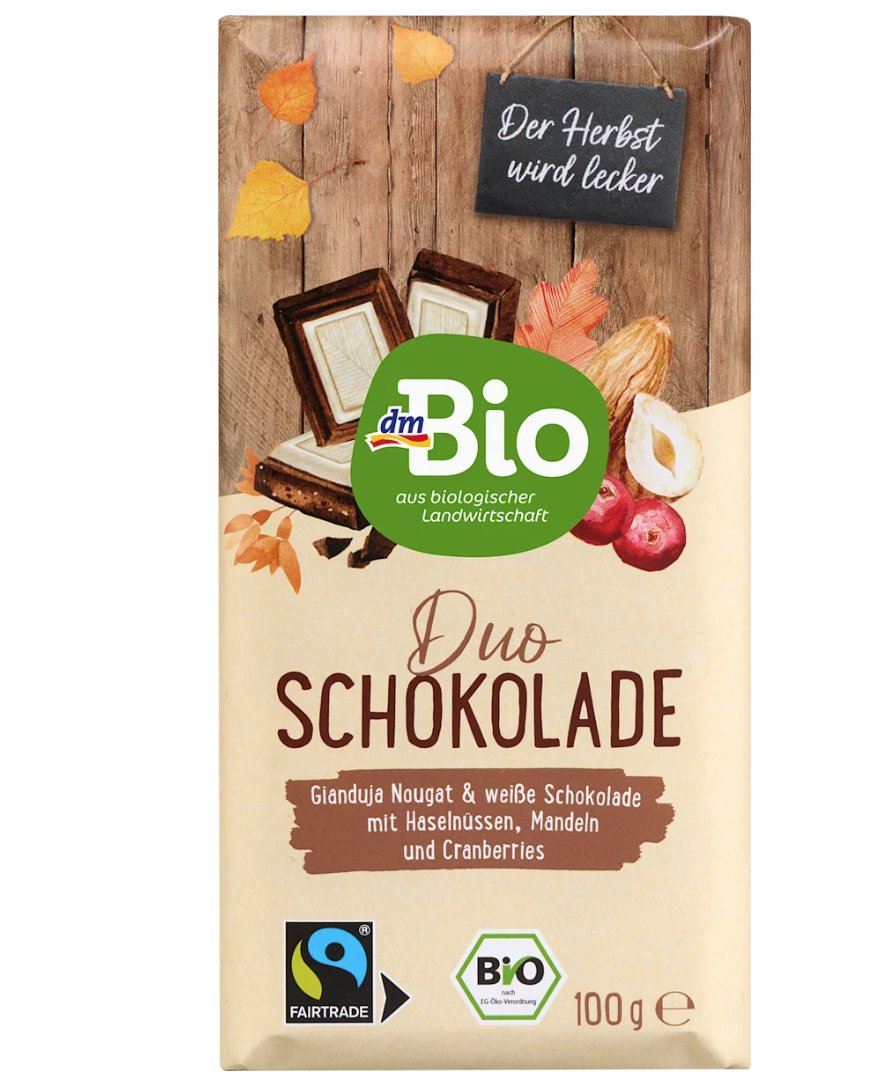dmBio Schokolade Nougat mit Nüssen & Cranberrys, 100 g Limited Edition