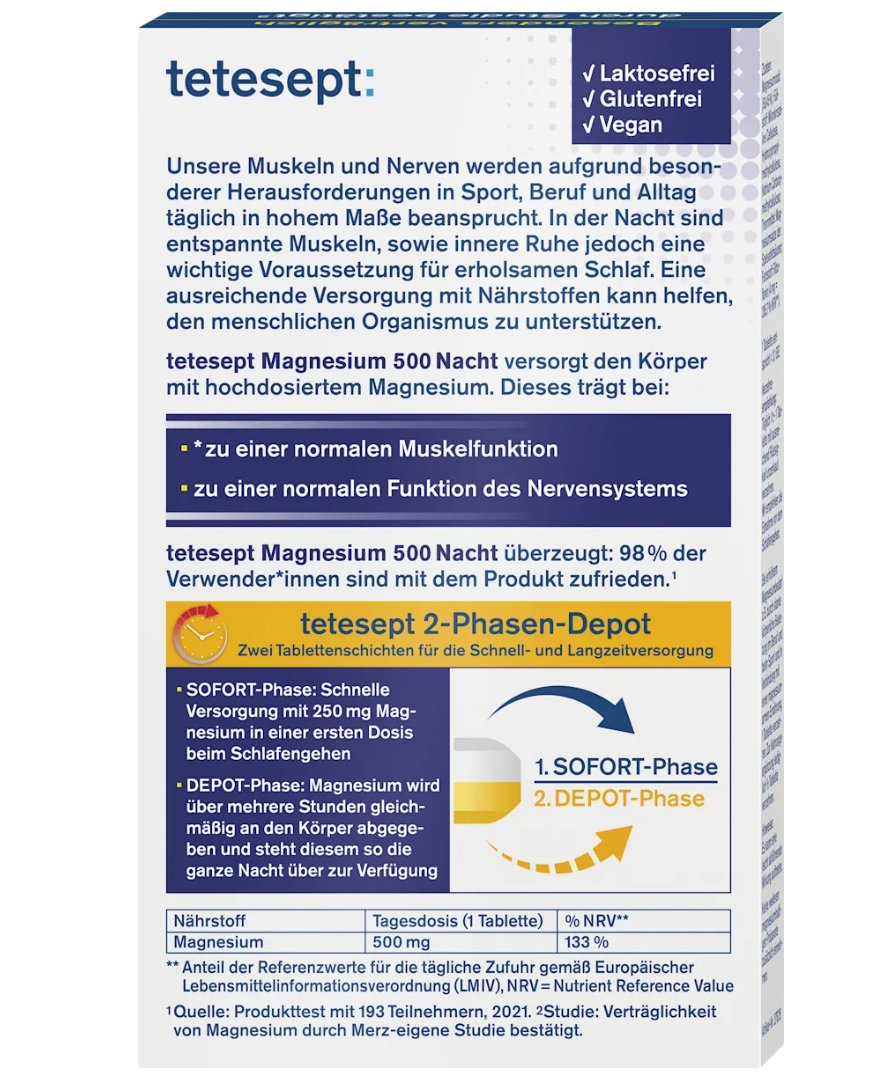 tetesept Magnesium 500 Nacht Tab 30St