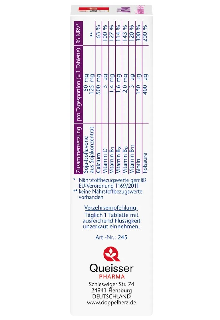 Doppelherz Aktiv-Meno soy isoflavones + calcium + vitamin D3 tablets 30 pieces, 52.1 g