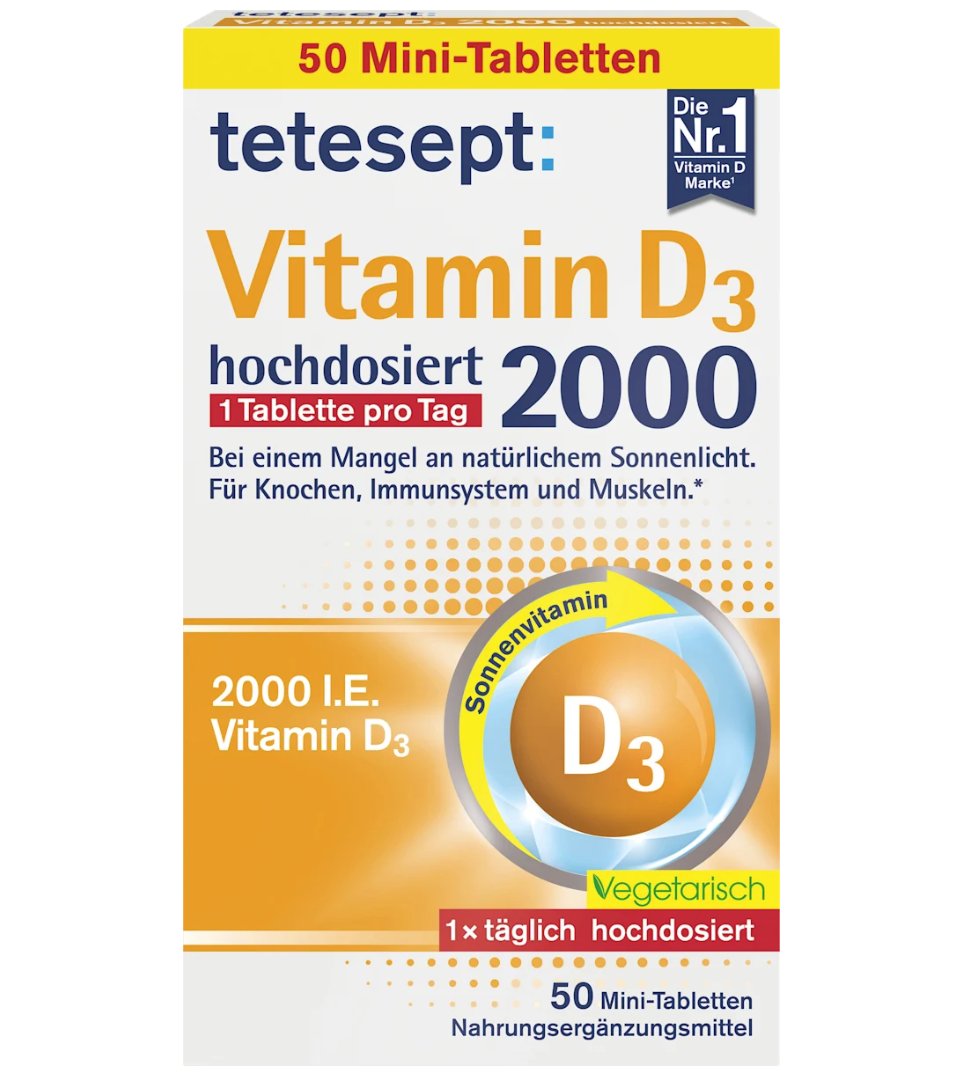 tetesept Vitamin D3 2000 I.E Tabletten 50 St, 15,3 g