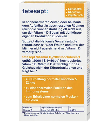 tetesept Vitamin D3 2000 I.E Tabletten 50 St, 15,3 g
