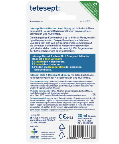 tetesept Hals- und Rachen Spray mit Isländisch Moos, 30 ml