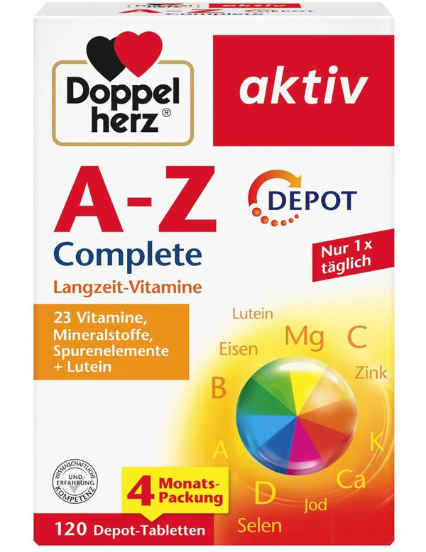 Doppelherz aktiv A-Z Complete DEPOT – Vitamine, Mineralstoffe und Lutein – 120 Tabletten