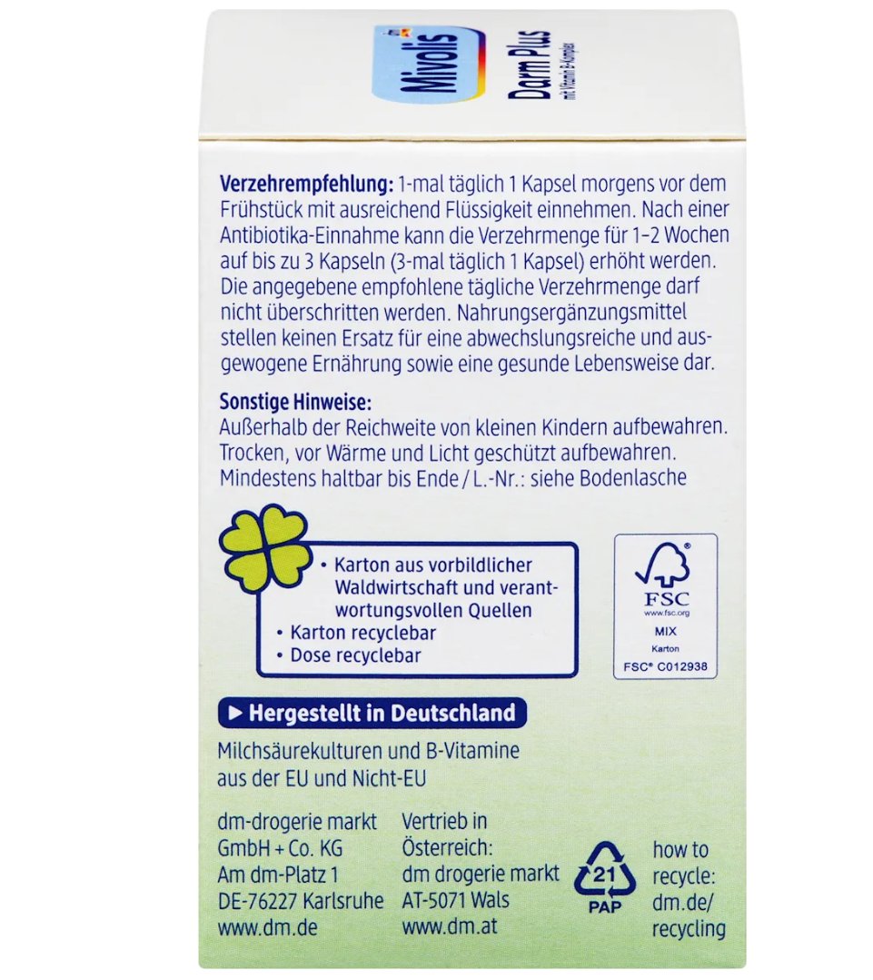 Mivolis Darm Plus Kapseln 30 St, 15 g