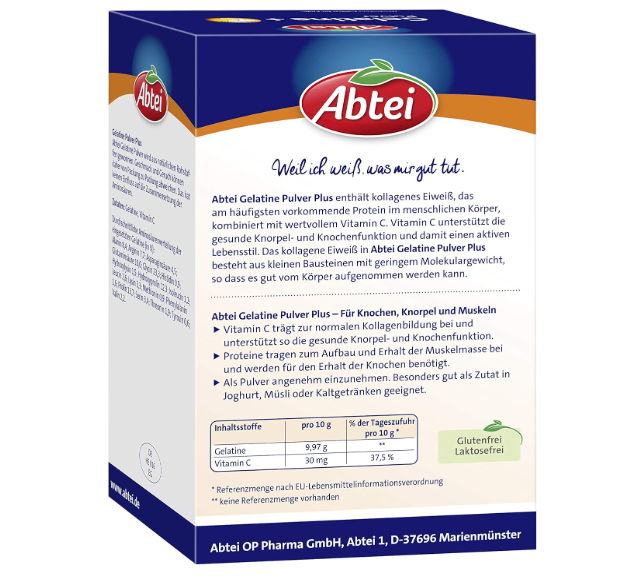 Abtei Gelatine Pulver + Vitamin C (40 Portionen), 400 g