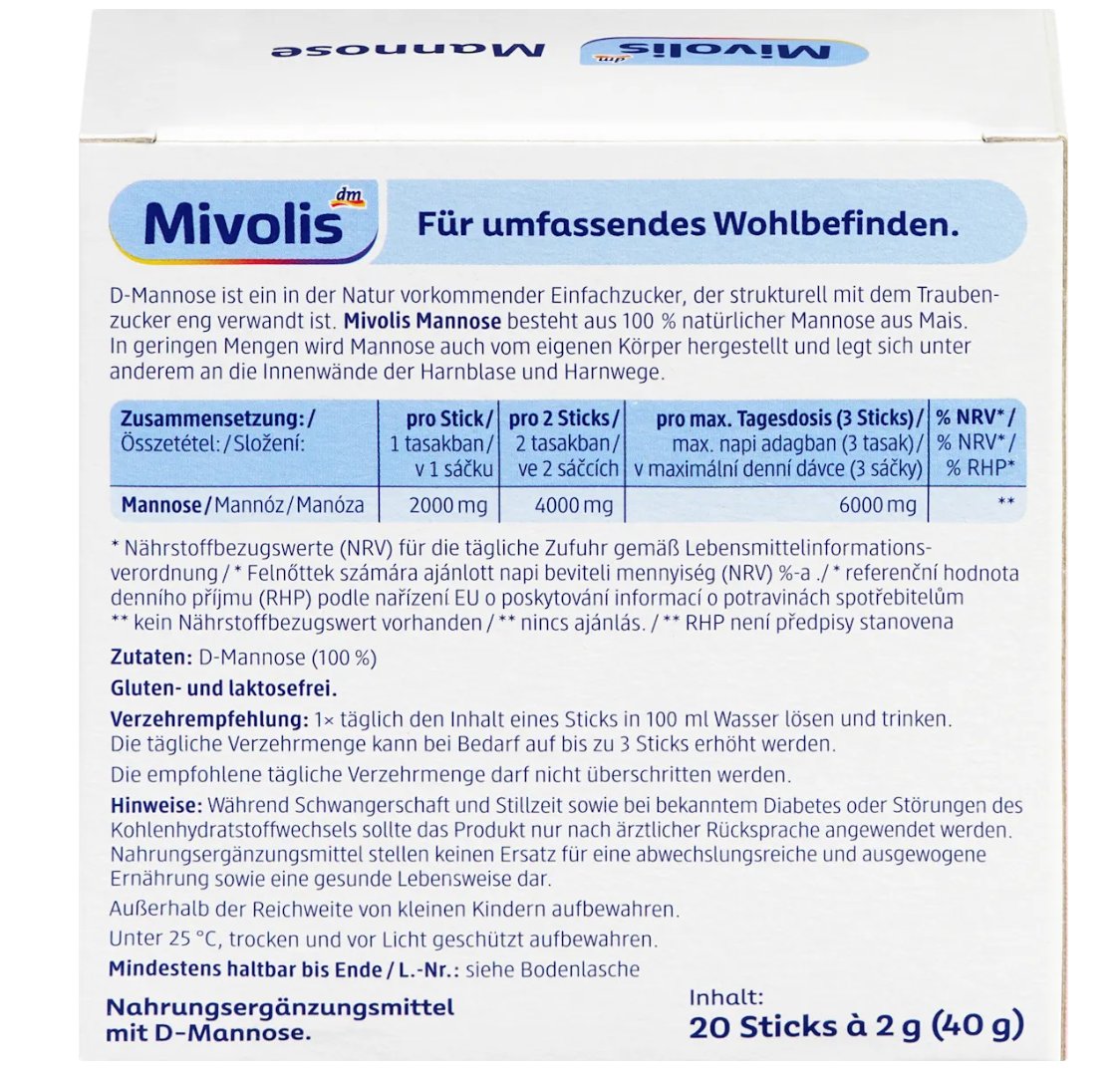 Mivolis Mannose Sticks 20 St, 40 g