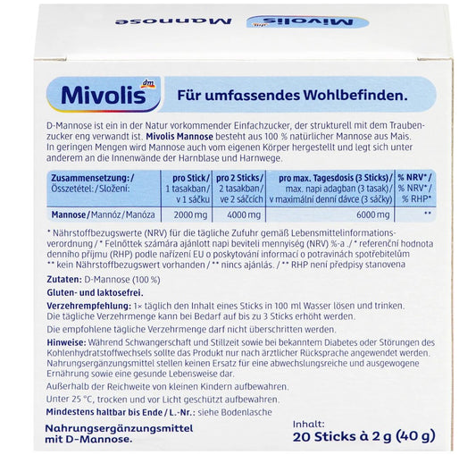 Mivolis Mannose Sticks 20 St, 40 g