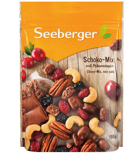 Seeberger Nuss- & Trockenfrüchtemischung, Schoko-Mix mit Pekannüssen, 150 g