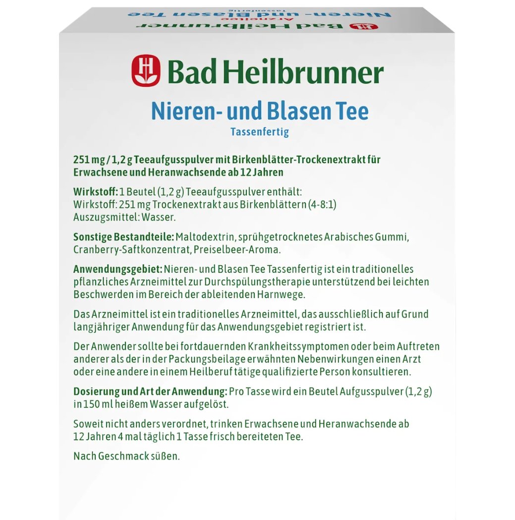 Bad Heilbrunner Arzneitee, Nieren- & Blasen Tee 1,2g*10 Stück
